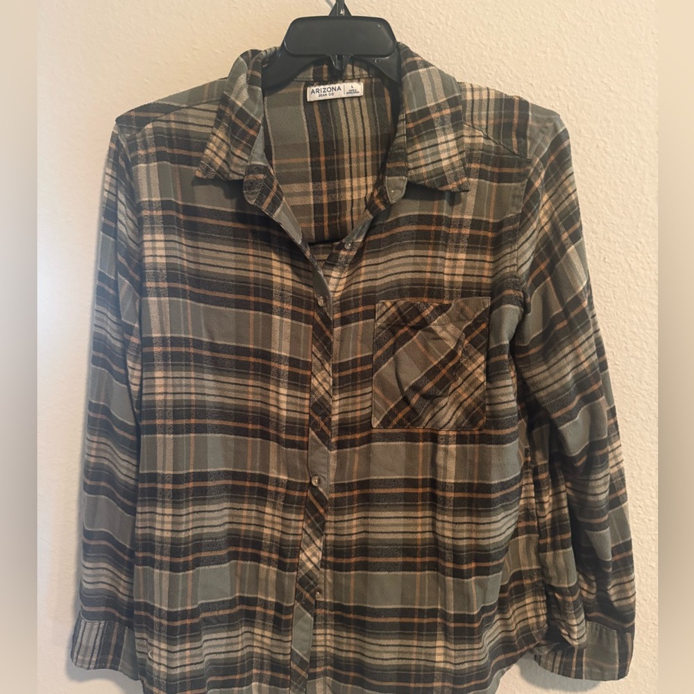 Arizona Jean Co Plaid Shirt in Olive Green & Brown